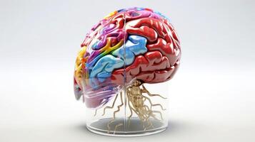 cerveau et nerf formant une futuriste visage illustrant le Puissance de notre neurone et notre virtuel vie, machine apprentissage technologie, neural réseaux. 3d le rendu conception, génératif ai illustration photo