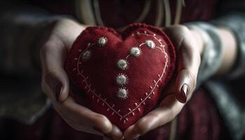 cœur en forme de cadeau symbolise l'amour sur Valentin journée généré par ai photo
