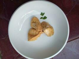 Indonésie plat frit tofu, tahu goreng.fait maison en bonne santé végétalien asiatique repas, frit Tofu. photo