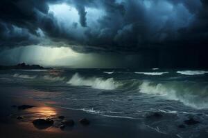 une orage plus de le océan ai génératif photo