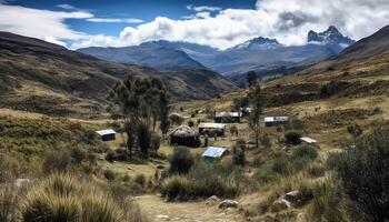 Montagne intervalle paysage, la nature beauté dans été généré par ai photo