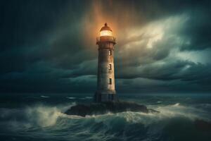 tempêtes et ouragans, phare ai génératif photo