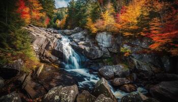 Jaune érable feuilles chute, tranquille l'automne scène généré par ai photo