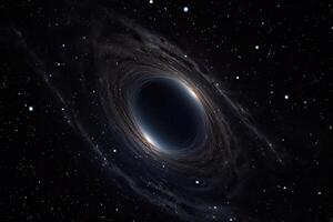 le noir trou dans espace. une noir trou dans Profond espace avec étoiles, ai généré photo