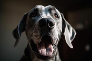 portrait de une génial Danois chien. peu profond profondeur de champ. ai généré photo