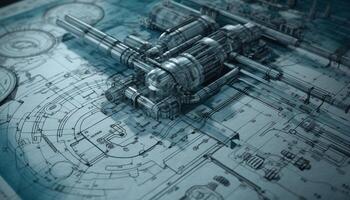 moderne plan grandes lignes construction industrie innovant La technologie et ingénierie des idées généré par ai photo