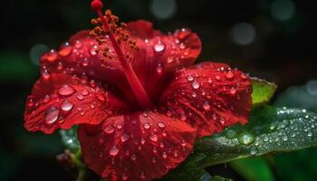 vibrant gerbera Marguerite bourgeon, Frais avec goutte de pluie rosée généré par ai photo