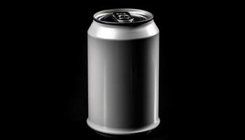 brillant métallique boisson pouvez avec Cola, bière, ou de l'alcool à l'intérieur généré par ai photo