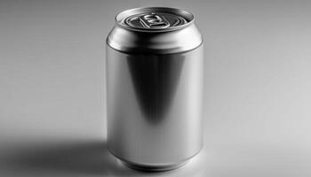 brillant métallique boisson peut, du froid Bière ou rafraîchissant Cola à l'intérieur généré par ai photo