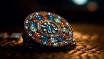 luxe montre-bracelet avec gemme, brillant métal, et antique conception généré par ai photo