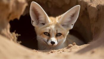 petit mammifère dans Afrique, alerte avec mignonne moustaches et fourrure généré par ai photo