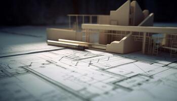 plans et des plans guider construction industrie dans logement développement projets généré par ai photo