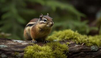 petit rongeur séance dans herbe, duveteux queue, mignonne moustaches généré par ai photo