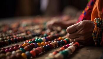 Fait main bijoux perle bracelet et gemme collier, ouvré avec la créativité généré par ai photo