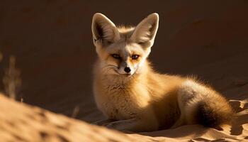 Renard séance sauvage animal dans le désert généré par ai photo