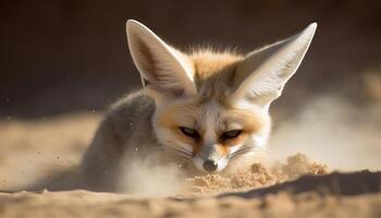 Renard sauvage animal dans sec la nature scène généré par ai photo