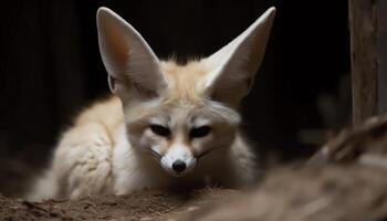 duveteux lapin portrait, proche en haut, de face voir, à la recherche à caméra généré par ai photo