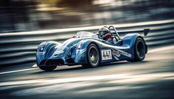 flou mouvement, brillant des sports voiture, courses Succès génératif ai photo