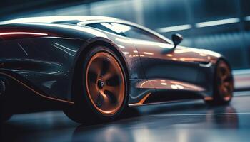 brillant des sports voiture avec moderne élégance et La technologie génératif ai photo