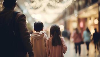 Jeune couple embrasse, illuminé par rue lumière génératif ai photo