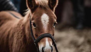 étalon et jument pâturer dans rural Prairie généré par ai photo