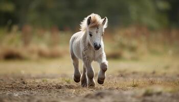 espiègle chiot fonctionnement dans Prairie avec chien généré par ai photo