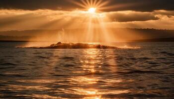 le coucher du soleil plus de tranquille paysage marin, beauté dans la nature généré par ai photo