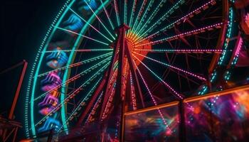 filage roue de joie, embrasé vibrant couleurs généré par ai photo