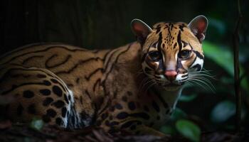 majestueux Bengale tigre regarder dans tranquille région sauvage zone généré par ai photo