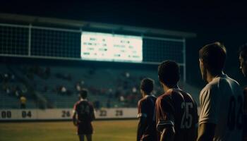 silhouettes en attendant, travail en équipe, succès, des sports uniforme, mouvement généré par ai photo