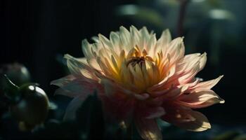 Jaune fleur diriger, humide avec pollen gouttes généré par ai photo