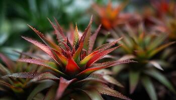 vibrant ananas fleur pointes dans tropical forêt généré par ai photo