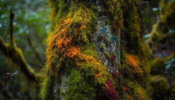 l'automne feuilles sur arbre bifurquer, vibrant couleurs généré par ai photo