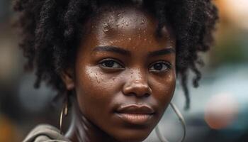 Jeune africain femme souriant, sur de soi et magnifique généré par ai photo
