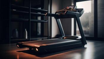 en bonne santé mode de vie avec moderne Gym équipement à l'intérieur généré par ai photo