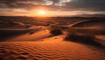 ondulé le sable dunes dans aride Afrique majestueux beauté généré par ai photo