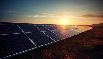 solaire Puissance station génère nettoyer électricité en utilisant durable Ressources généré par ai photo