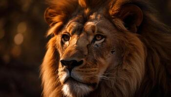 majestueux lionne en regardant, cache dans herbe, en danger beauté dans la nature généré par ai photo