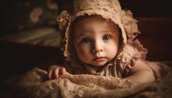 mignonne bébé garçon et fille portrait, innocence de enfance capturé généré par ai photo