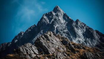 panoramique Montagne gamme, majestueux beauté dans nature, tranquille région sauvage aventure généré par ai photo