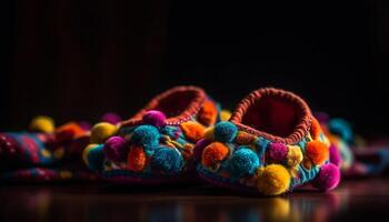 multi coloré chaussure décoration une vibrant, fait maison artisanat produit généré par ai photo