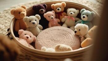 duveteux nounours ours empiler apporte joie à bébé chambre décor généré par ai photo