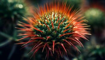 tranchant les épines sur succulent usine, à pointes fleur diriger, Jaune beauté généré par ai photo