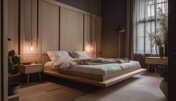 luxe Hôtel suite avec moderne conception pour ultime relaxation généré par ai photo