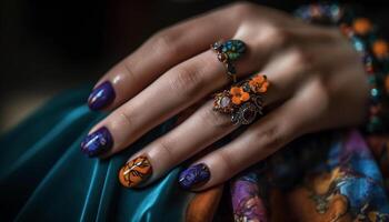 vibrant couleurs sur ongles vitrine la créativité et élégance dans mode généré par ai photo