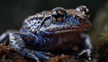 toxique crapaud séance dans humide marais, à la recherche à caméra généré par ai photo