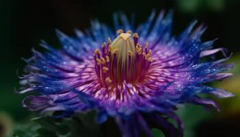 vibrant fleurs sauvages croissance dans prairie, rosée gouttes attirer polliniser abeille généré par ai photo