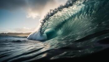 surfant le majestueux vagues de Bali, une palpitant aventure attend généré par ai photo