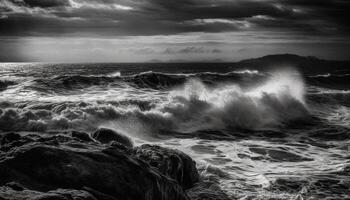 spectaculaire noir et blanc paysage marin admiration inspirant beauté dans la nature généré par ai photo