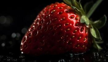 juteux mûr fraise, une sucré et en bonne santé été casse-croûte généré par ai photo